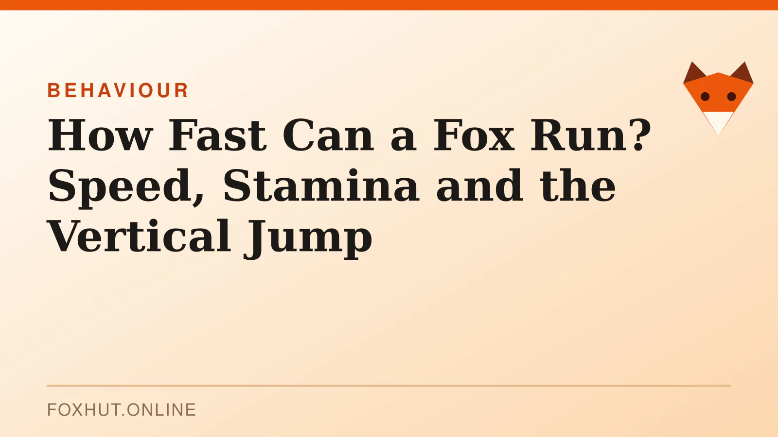 How Fast Can a Fox Run? Speed, Stamina and the Vertical Jump — behaviour